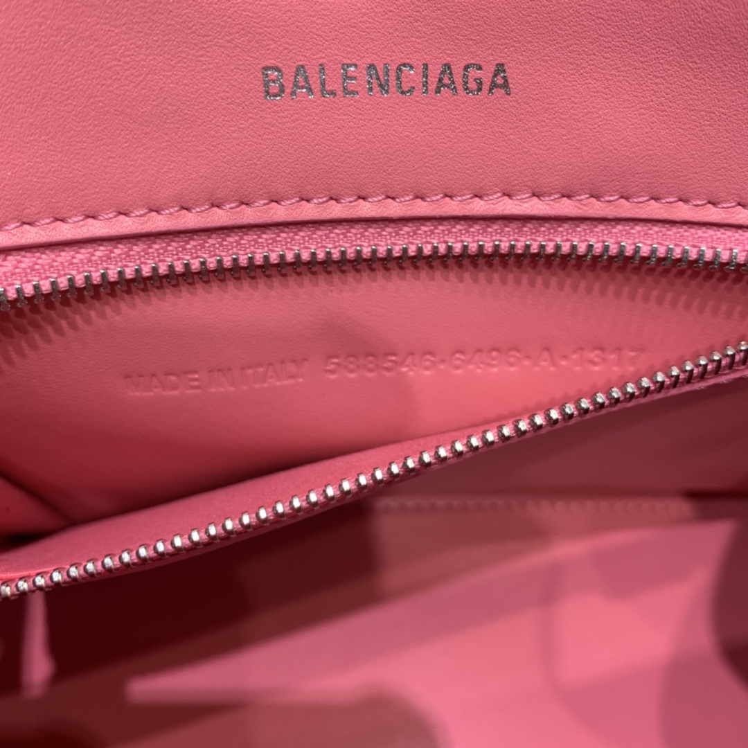 Balenciaga Hourglass Small Handbag Crocodile Embossed Shoulder Bag Peach